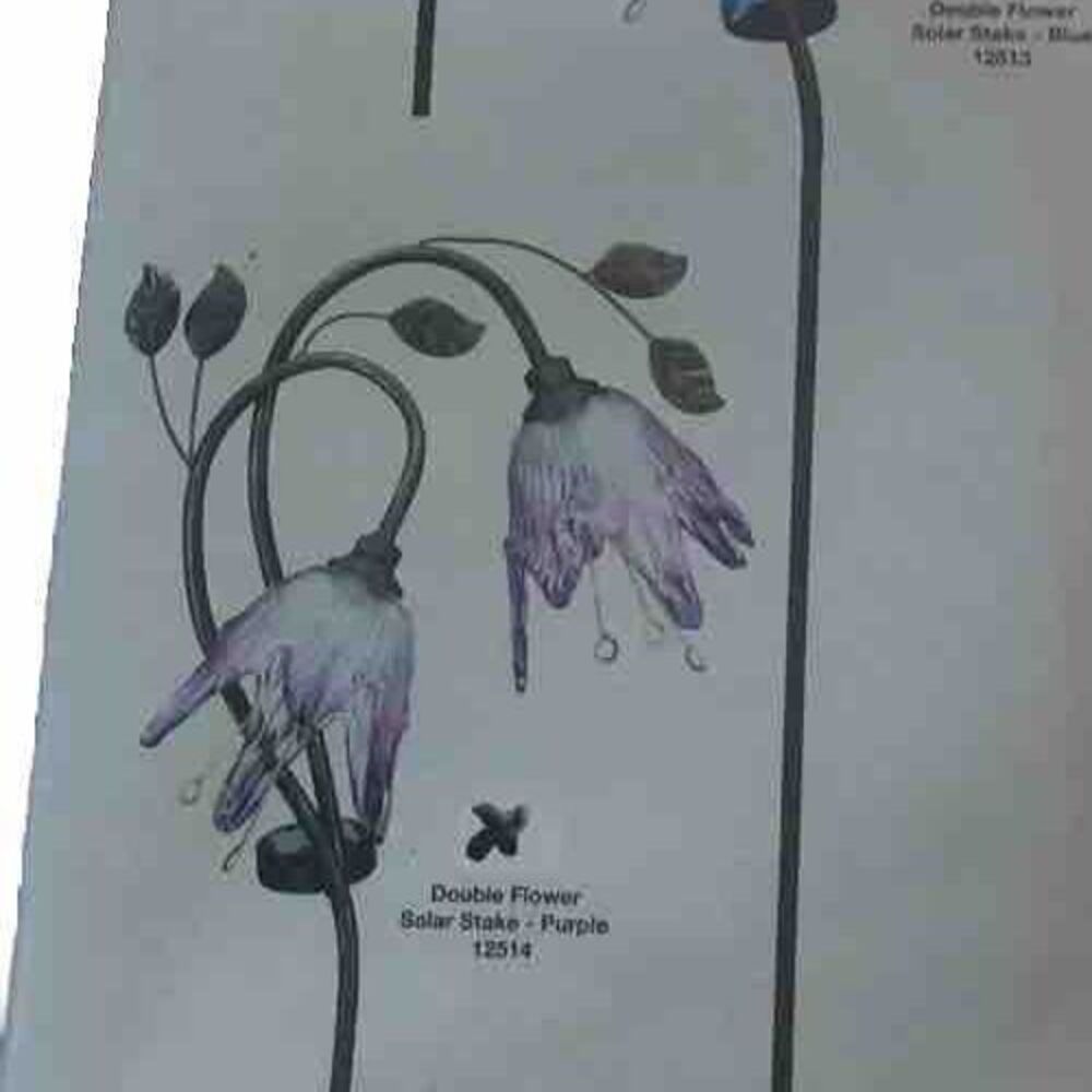 Regal Art & Gift 42" Solar Light Double Flower Stake - Purple 12514  Yard Art